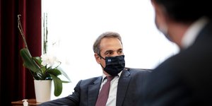 Ο Μητσοτάκης με μάσκα στη Θεσσαλονίκη