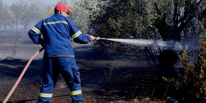 Πυροσβέστης δίνει μάχη με τις φλόγες