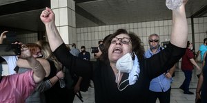 Η Μάγδα Φύσσα μετά την ανακοίνωση της απόφασης του δικαστηρίου