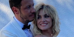 H Ελεωνόρα Ζουγανέλη και ο Σπύρος Δημητρίου στο γάμο τους