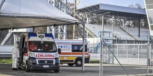 Checkpoint κορωνοϊού έξω από το νοσοκομεία στο Μόντσα της Ιταλίας