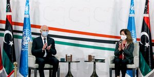 Ο πρόεδρος της Τυνησίας, Καΐς Σαϊέντ και η απεσταλμένη του ΟΗΕ στη Λιβύη, Στέφανι Ουίλιαμς