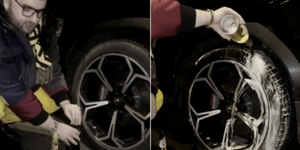 Γιος μεγιστάνα πλένει τα λάστιχα της Lamborghini με σαμπάνια και τα σκουπίζει με μάσκα για τον κορωνοϊό