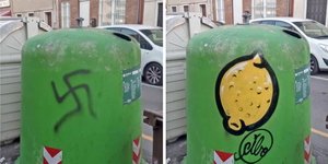 Ιταλός καλλιτέχνης σβήνει σβάστικες με φαγητό