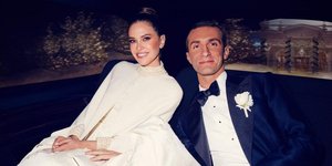 Σταύρος Νιάρχος και Ντάσα Ζούκοβα σε γαμήλια φωτογραφία