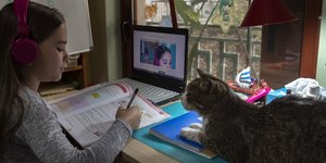 Μαθήτρια δημοτικού σε τηλεκπαίδευση