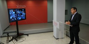 Φωτογραφία αρχείου -Ο Αλέξης Τσίπρας στην τηλεδιάσκεψη της ΚΟ του ΣΥΡΙΖΑ / Φωτογραφία: EUROKINISSI-ΓΡΑΦΕΙΟ ΤΥΠΟΥ ΣΥΡΙΖΑ