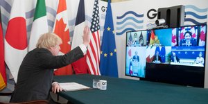 Ο Μπόρις Τζόνσον κατά την τηλεδιάσκεψη των G7