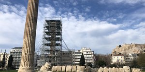 Έργα συντήρησης στους στύλους Ολυμπίου Διός