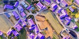 μωβ σπίτια στο Νησί Banwol