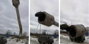 H δεξαμενή πήρε λάθος κλίση κατά την κατεδάφιση