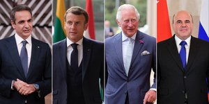 Ο Κυριάκος Μητσοτάκης, ο Εμανουέλ Μακρόν, ο πρίγκιπας Κάρολος και ο Μιχαήλ Μισούστιν