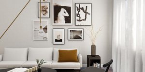 Λευκός καναπές με φωτιστικό