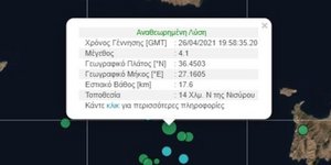 Στοιχεία σεισμού στη Νίσυρο