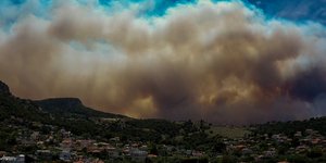 Οι μαύροι καπνοί σκέπασαν το Αλεποχώρι