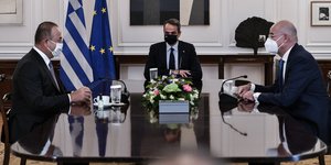 Κυριάκος Μητσοτάκης, Νίκος Δένδιας και Μεβλούτ Τσαβούσογλου