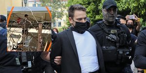Ο Μπάμπης Αναγνωστόπουλος, δολοφόνος της Καρολάιν, αριστερά στις φυλακές Κορυδαλλού