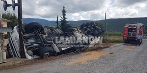 τροχαίο Αναποδογύρισε βυτιοφόρο