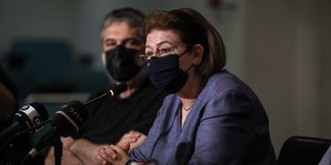 Η Λίνα Μενδώνη κατά τη διάρκεια της συνέντευξης Τύπου για το «Όλη η Ελλάδα ένας Πολιτισμός»