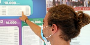 Υποψήφιος πανελλήνιων κοιτάζει πίνακα αποτελεσμάτων