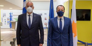 Ο Νίκος Δένδιας μαζί με τον Κύπριο ομόλογό του, Νίκο Χριστοδουλίδη