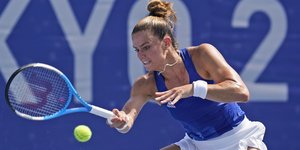 Η Μαρία Σάκκαρη σε στιγμιότυπο από τον αγώνα της με τη Στογιάνοβιτς