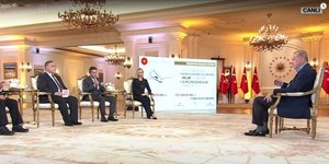 Στιγμιότυπο απο΄τη συνέντευξη του Τούρκου Προέδρου, Ρετζέπ Ταγίπ Ερντογάν