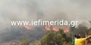 φωτιά στην Κερατέα καπνός