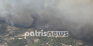 Η μεγάλη φωτιά στην Ηλεία από ψηλά