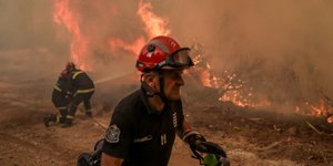 Πυροσβέστες στη μάχη με τη φωτιά στην Αβγαριά στη Β. Εύβοια