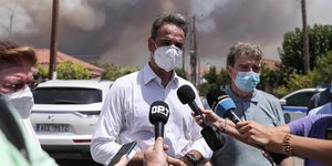 Λίνα Μενδώνη, Κυριάκος Μητσοτάκης και Μιχάλη Χρυσοχοΐδης στην Ηλεία
