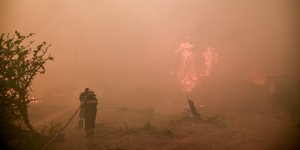 Πυροσβεστική επιχειρεί σε μεγάλη δασική φωτιά