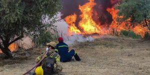 Πυροσβέστες επιχειρούν στη φωτιά στην Ηλεία