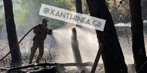 Πυροσβέστης επιχειρεί σε φωτιά στη Χρύσα Ξάνθης