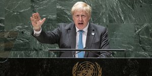 Ο Μπόρις Τζόνσον κατά την ομιλία του στη Γενική Συνέλευση του ΟΗΕ