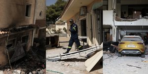 Εικόνες καταστροφή από την έκρηξη στα Καλύβια Αττικής