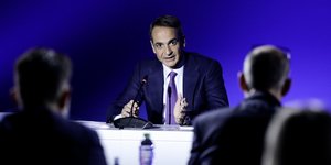 Ο Κυριάκος Μητσοτάκης στην συνέντευξη Τύπου στην 85η ΔΕΘ