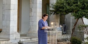 Λίνα Μενδώνη στα εγκαίνια της έκθεσης