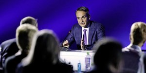 Ο Κυριάκος Μητσοτάκης στη συνέντευξη Τύπου στη ΔΕΘ 20211