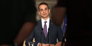 Ο πρωθυπουργός Κυριάκος Μητσοτάκης στο Μέγαρο Μαξίμου