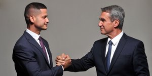 Ο Ανδρέας Λοβέρδος με τον εκπρόσωπο Τύπου του Σπύρο Καρανικόλα