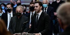 Ο Μανώλης Χριστοδουλάκης στην κηδεία της Φώφης Γεννηματά