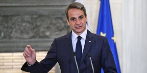 O Κυριάκος Μητσοτάκης στη συνέντευξη Τύπου στο Μαξίμου