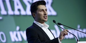 Ο Παύλος Χρηστίδης κατά τη διάρκεια ομιλίας του