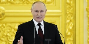 O Βλαντιμίρ Πούτιν κατά τη διάρκεια ομιλίας του σε εκδήλωση στο Κρεμλίνο