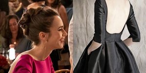Η Λίλι Κόλινς με το φόρεμα Emily του Βασίλη Ζούλια