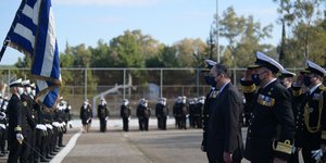 Ο υπουργός Γιάννης Πλακιωτάκης στην τελετή ορκωμοσίας των νέων λιμενοφυλάκων