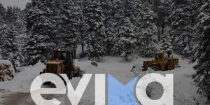 Πυκνή χιονόπτωση στην Εύβοια