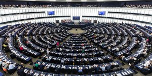 Η αίθουσα της ολομέλειας του Ευρωκοινοβουλίου στο Στρασβούργο