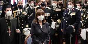 Η Κατερίνα Σακελλαροπούλου στη δοξολογία στη Μητρόπολη Αθηνών για το νέο έτος. Σάββατο 1 Ιανουαρίου 2022